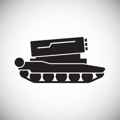 Military vehicle icon on background for graphic and web design. Simple vector sign. Internet concept symbol for website button or mobile app.