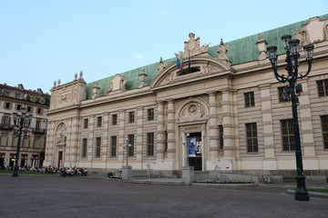 Fototapeta na wymiar Turin National University Library. Shoot in summer 2018