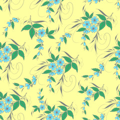 Seamless pattern a bouquet of flowers in the style of Russian painting. Design element for packaging, greeting cards, invitations. Vector sketch. Handmade Image.