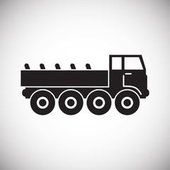 Military vehicle icon on background for graphic and web design. Simple vector sign. Internet concept symbol for website button or mobile app.