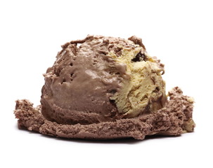 Chocolate ice cream ball isolated on white