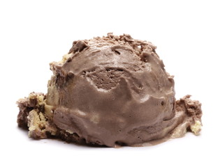 Chocolate ice cream ball isolated on white