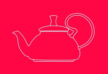 red tea pot in the style of minimalism