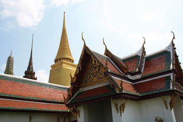 07 February 2019, Bangkok, Thailand, Royal Palace temple complex. Buildings and architectural elements.