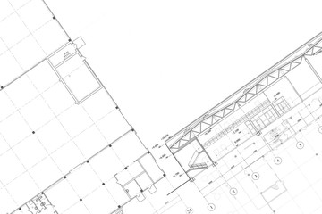 Background -architectural drawing of industrial building