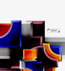 3d futuristic shapes vector abstract background made of glossy pieces with light effects