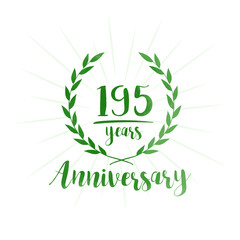 195 years anniversary celebration logo. Anniversary watercolor design template. Vector and illustration.