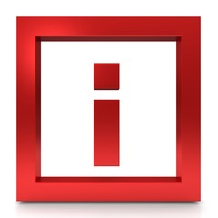 info icon information symbol tip advice instructions sign red 3d render isolated on white background