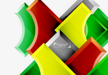 3d futuristic shapes vector abstract background made of glossy pieces with light effects