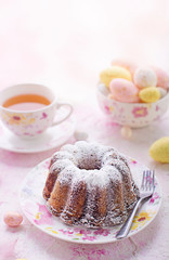 Easter cake and easter eggs