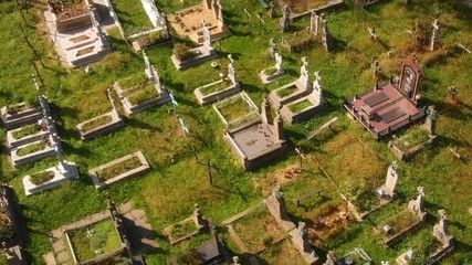 Aerial View of an Old Cemetery in Yaremche, Ukraine