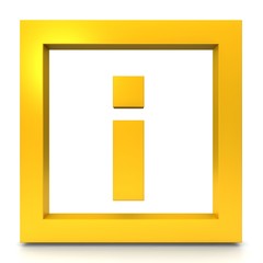 information info sign instructions sign yellow gold 3d symbol