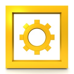 gear sign cog wheel yellow gold 3d symbol icon 