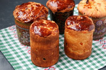Easter cakes for the bright spring holiday prepared for glazing