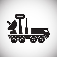 Military vehicle icon on background for graphic and web design. Simple vector sign. Internet concept symbol for website button or mobile app.