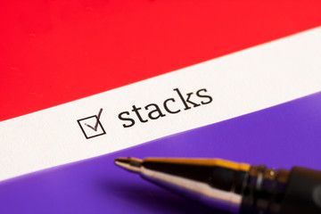 Checked checkbox with word stacks. questionnaire concept. to illustrate news or articles.