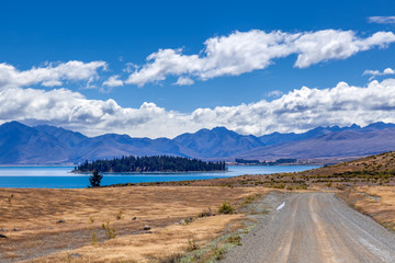 Gravel Road running around Lake Tekapo