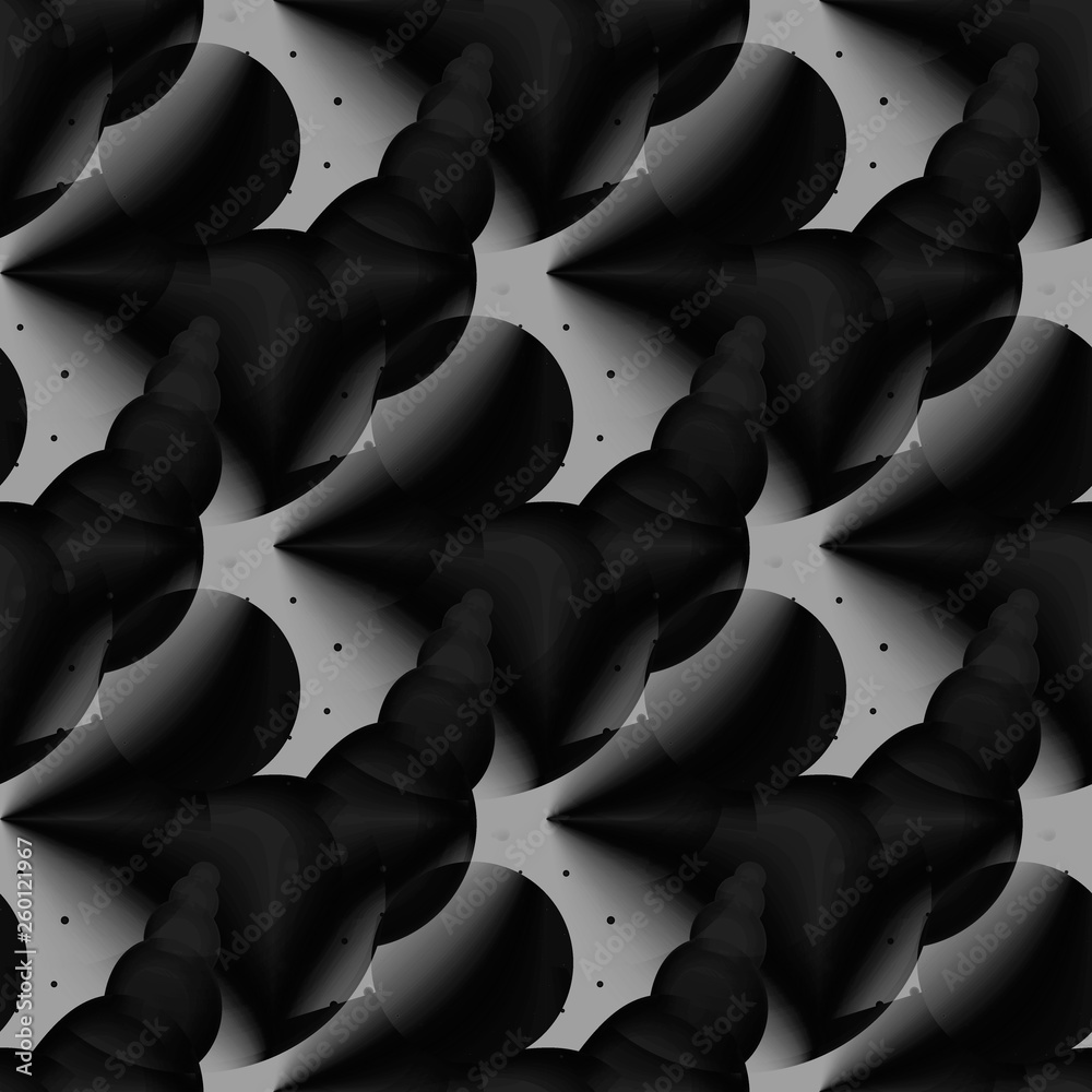 Poster seamless abstract pattern circles black and white, background. computer generated fractal. modern fu