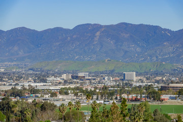 Fototapeta na wymiar Aerial view of Loma Linda cityscape