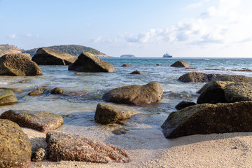 Sea view from the stone beach