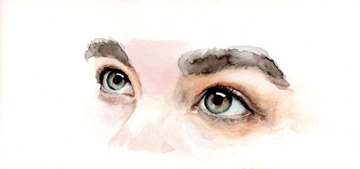 womens eyes watercolor makeup beauty