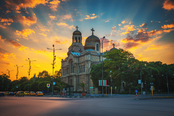 Fototapeta na wymiar The Cathedral of the Assumption in Varna, Bulgaria 2019