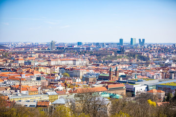 Aerial view of Smichov area in Prague from Petrin hill, Prague, Czech Republic