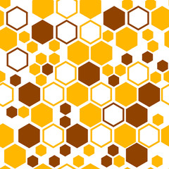 Geometric seamless pattern with yellow and brown honeycomb. Vector illustration