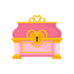 Pink chest on white background. Vector illustration.