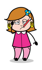 Ill - Retro Cartoon Female Housewife Mom Vector Illustration