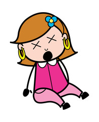 Vertigo - Retro Cartoon Female Housewife Mom Vector Illustration