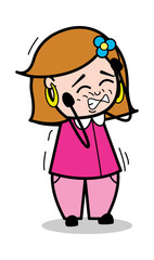Toothache - Retro Cartoon Female Housewife Mom Vector Illustration