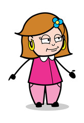 Polite Talk - Retro Cartoon Female Housewife Mom Vector Illustration