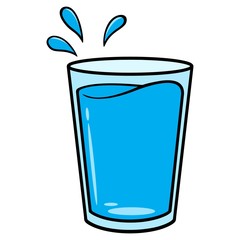 Glass of Water Cartoon - A vector cartoon illustration of a glass of Water.Glass of Water Cartoon - A vector cartoon illustration of a glass of Water. - 260125376