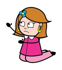 Obliged - Retro Cartoon Female Housewife Mom Vector Illustration