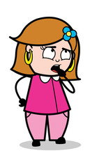 Assuming - Retro Cartoon Female Housewife Mom Vector Illustration