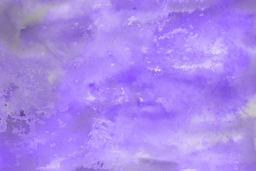 Violet watercolor abstract background with waves and strokes on white paper background. Trendy look. Chaotic abstract organic design.