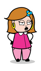 Gossip - Retro Cartoon Female Housewife Mom Vector Illustration