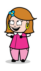 Joyful Expression - Retro Cartoon Female Housewife Mom Vector Illustration