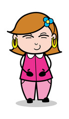 Satisfied - Retro Cartoon Female Housewife Mom Vector Illustration