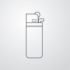 Icono plano lineal mechero en fondo gris