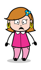 Abashed - Retro Cartoon Female Housewife Mom Vector Illustration