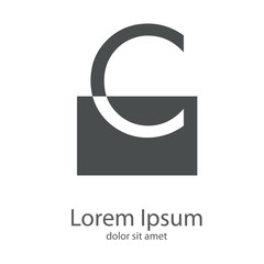 Logotipo letra C mayúscula en cuadrado en espacio negativo en color gris