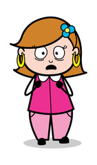 Nervous - Retro Cartoon Female Housewife Mom Vector Illustration