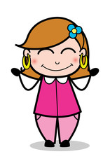 Blushing - Retro Cartoon Female Housewife Mom Vector Illustration