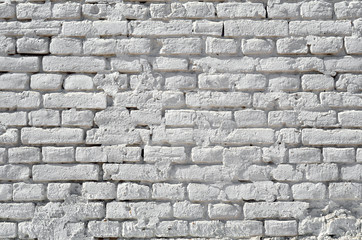 Texture of the wall of brick, painted white