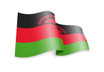Malawi flag in the wind. Flag on white vector illustration