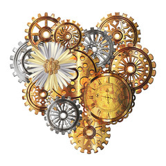 Beautiful background with heart in the style of steampunk. Vector illustration.