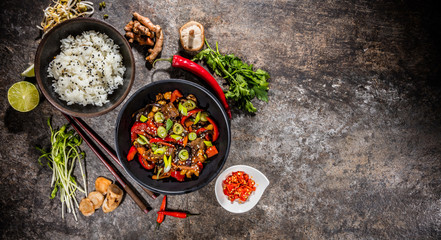 Sechuan beef pot with rice.