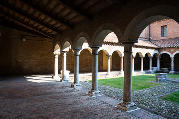 Cloister of San Romano in the cathedral museum of Ferrara, Italy